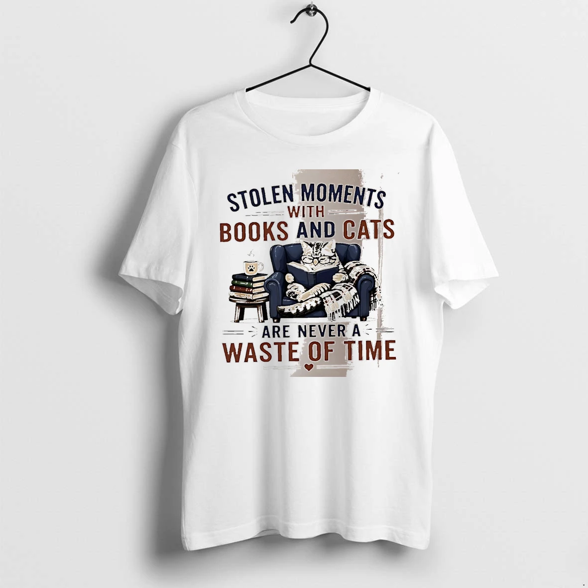 Officials Stolen Moments With Books And Cats Are Never A Waste Of Time White Premium T Shirt Sweatshirt Hoodie