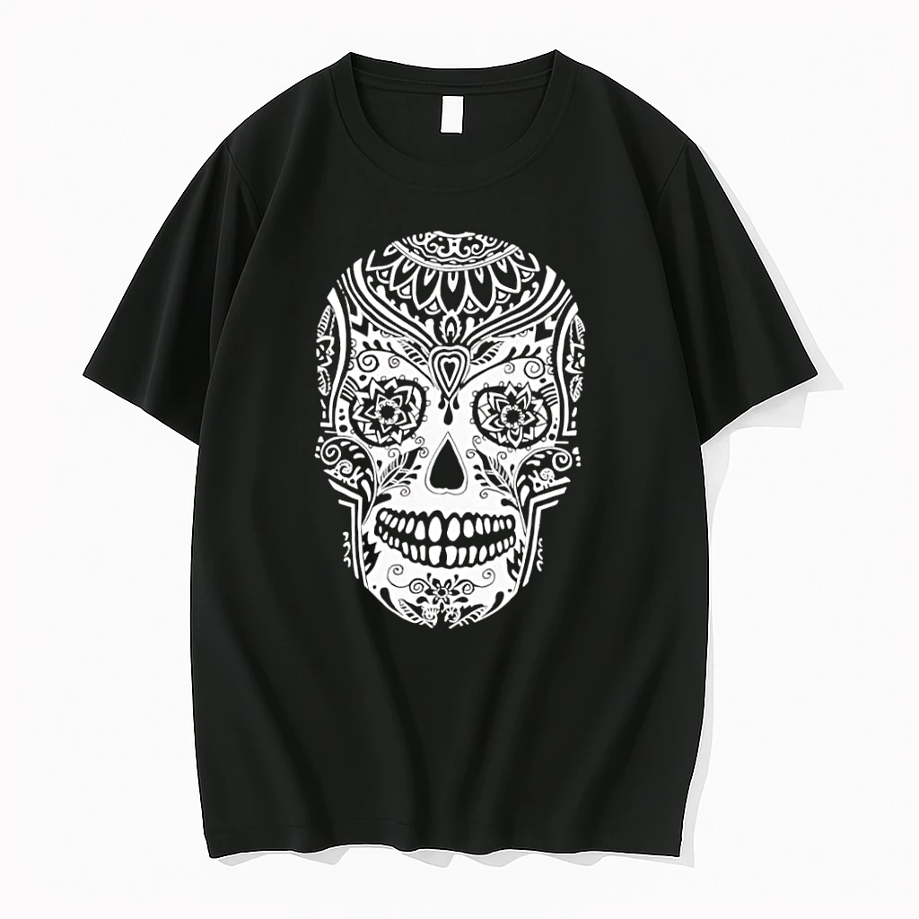Officials Sugar Skull Artistic Decorative Pattern Detailed Black And White Black Premium T Shirt Sweatshirt Hoodie