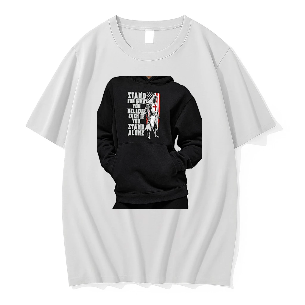 Officials Templar Knight American Flag Stand For What You Believe Even If You Stand Alone Premium T Shirt Sweatshirt Hoodie