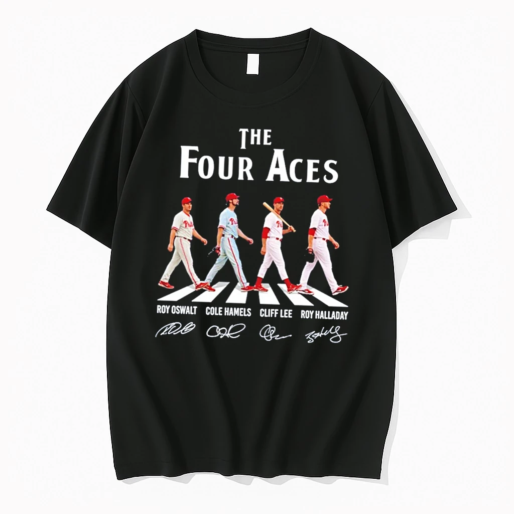 Officials The Four Aces Roy Oswalt Cole Hamels Cliff Lee Roy Halladay Philadelphia Phillies Signature Tee Premium T Shirt Sweatshirt Hoodie