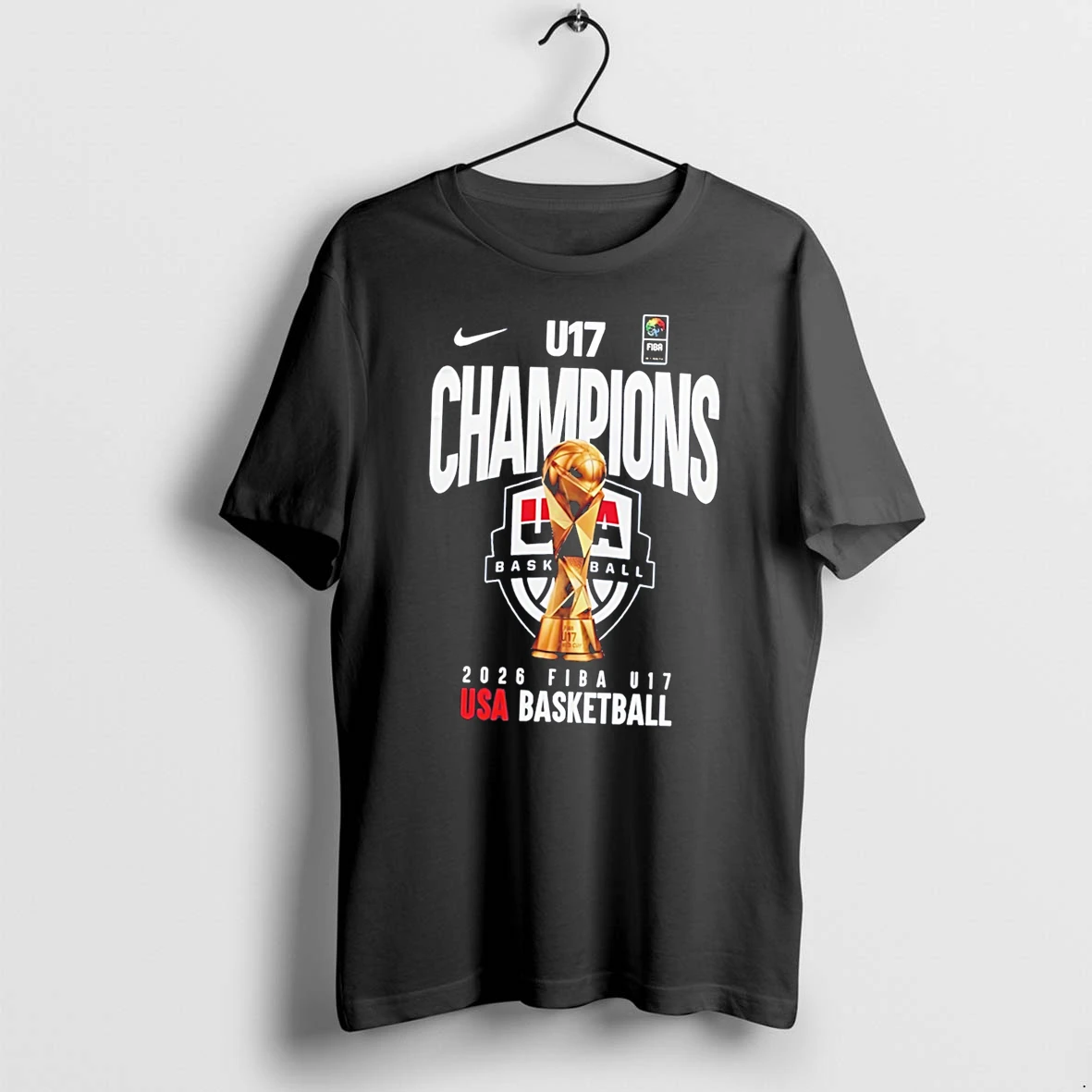 Officials Usa Basketball U17 2026 World Champions Trophy Tee Premium T Shirt Sweatshirt Hoodie