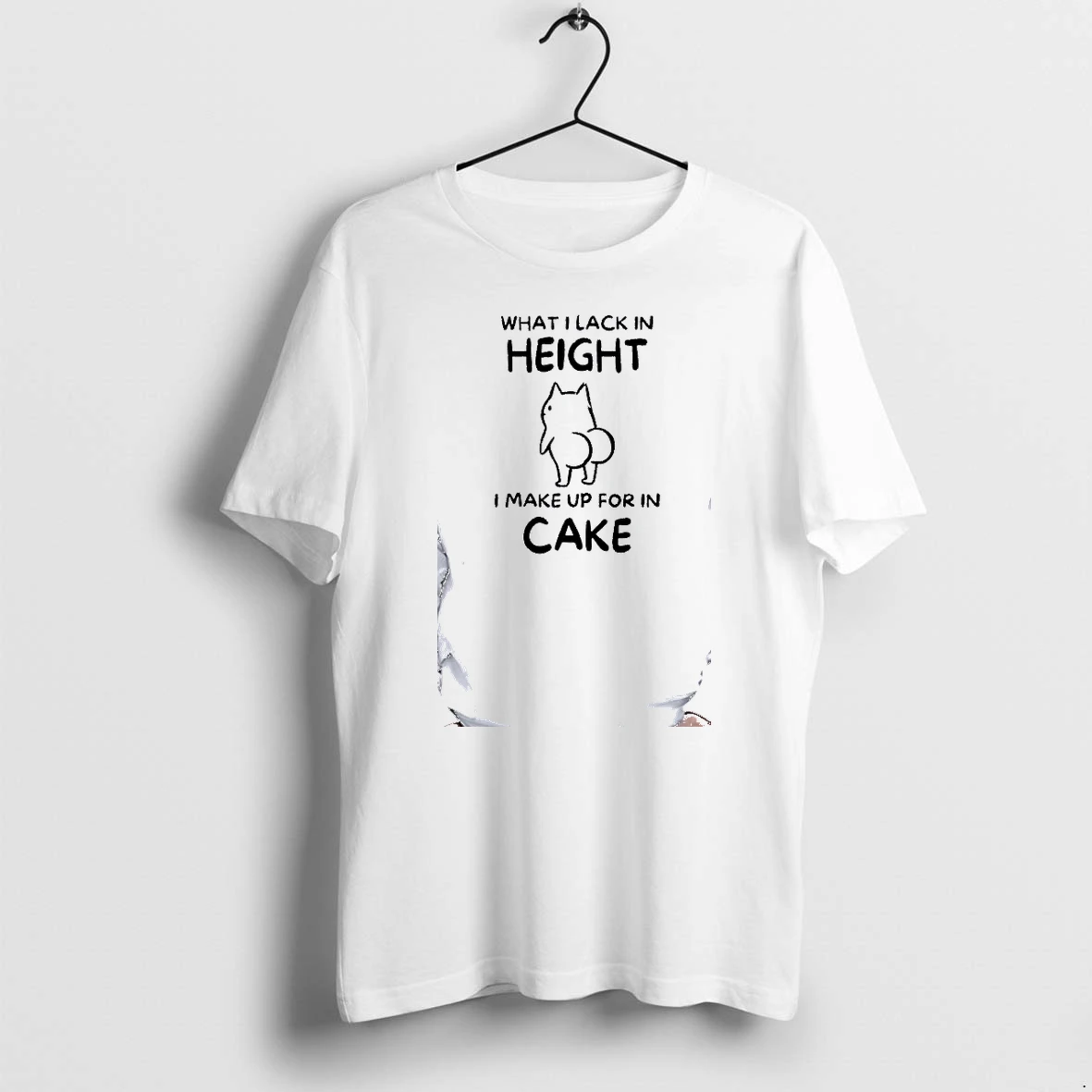 Officials What I Lack In Height I Make Up For In Cake Funny Cat Butt Humor Premium T Shirt Sweatshirt Hoodie