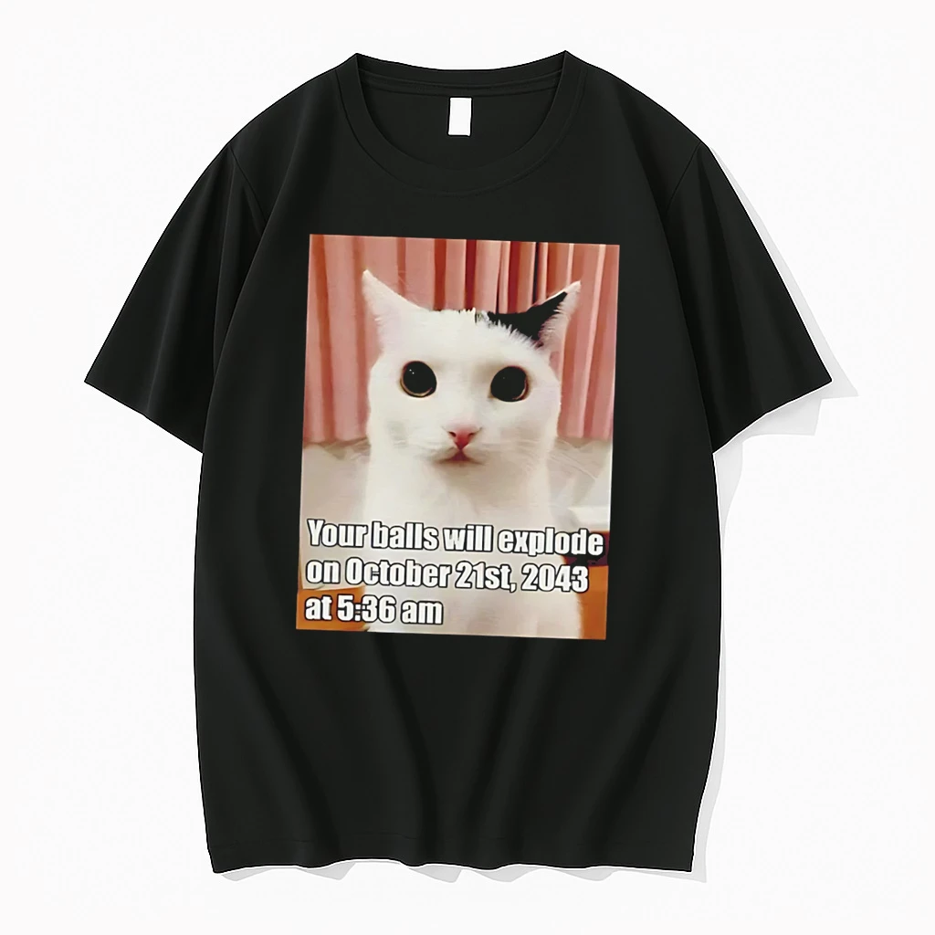 Officials Your Balls Will Explode On October 21st 2043 Cat Meme Tee Premium T Shirt Sweatshirt Hoodie
