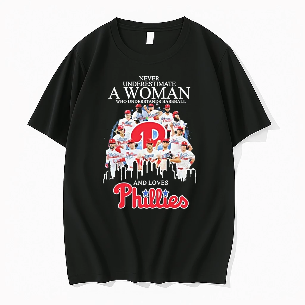 Officials Never Underestimate A Woman Who Understands Baseball And Loves Philadelphia Phillies Signatures Premium T Shirt Sweatshirt Hoodie