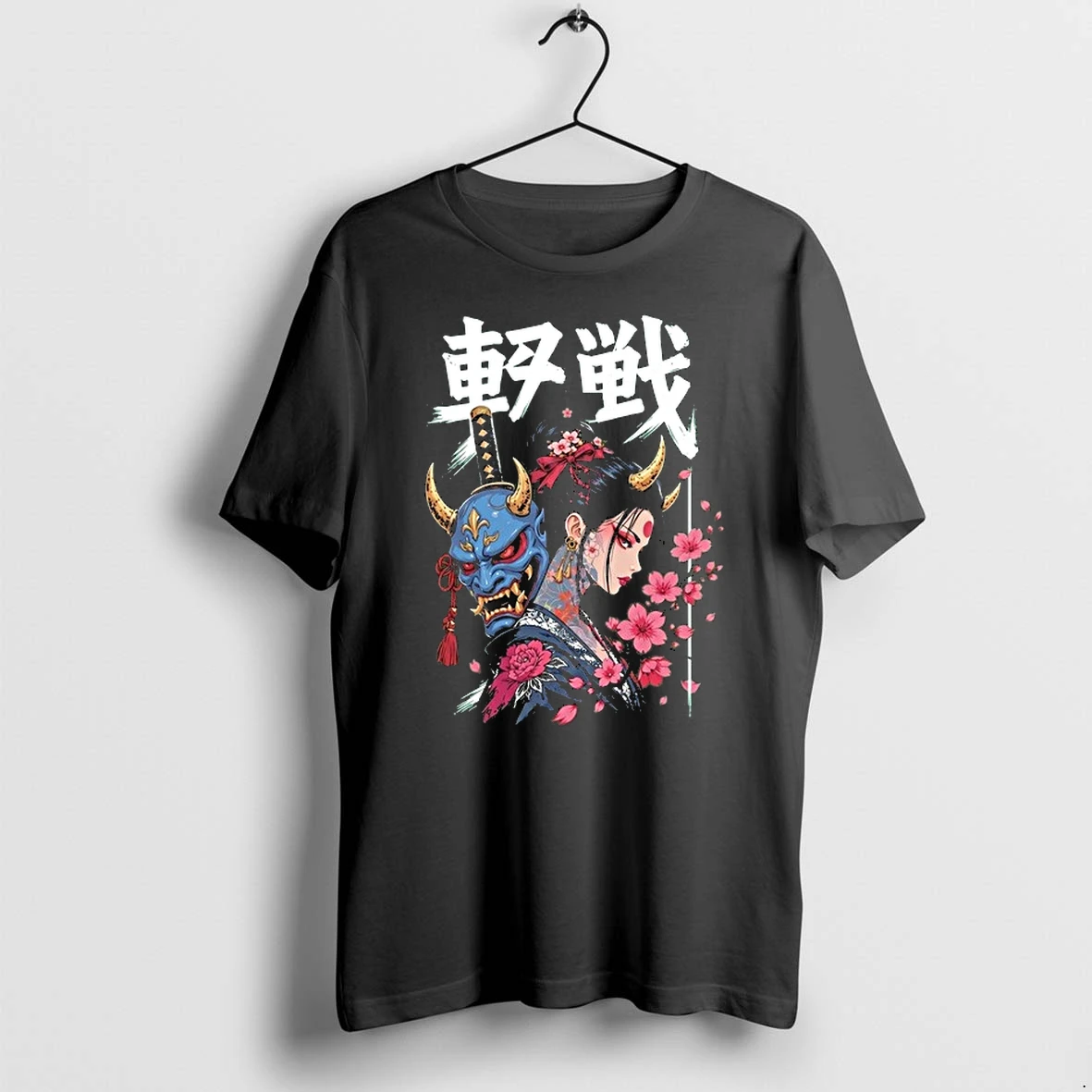 Japanese Oni Mask And Geisha With Cherry Blossoms 0 Tshirts Sweater Hoodie
