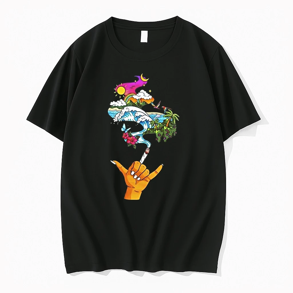 Shaka Hand Smoking Tropical Island Wave 0 Tshirts Sweater Hoodie