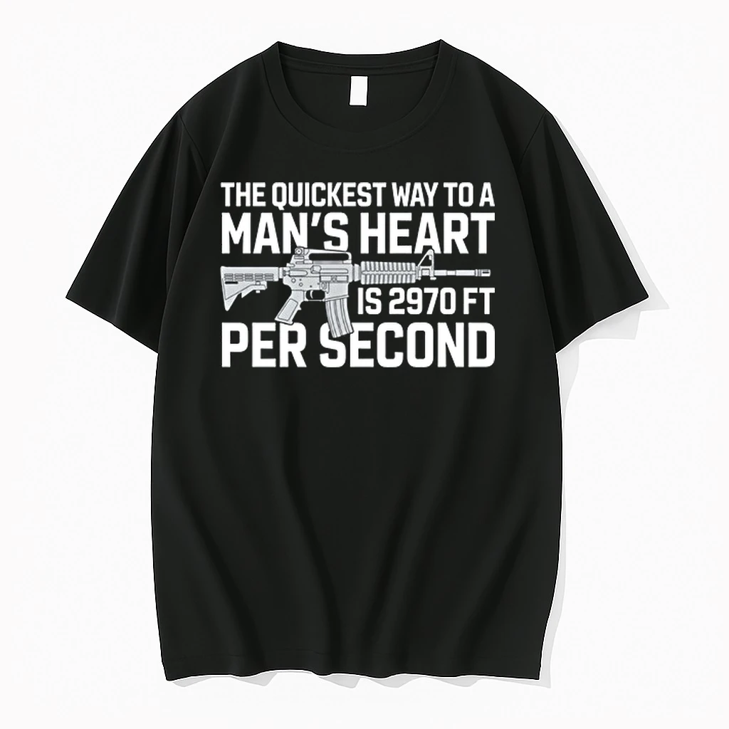 The Quickest Way To A Man Heart Is 2970 Ft Per Second Ar15 Rifle Firearm 0 Tshirts Sweater Hoodie