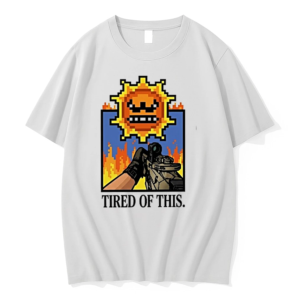 Tired Of This Pixel Art Sun And Fire Gaming 0 Tshirts Sweater Hoodie