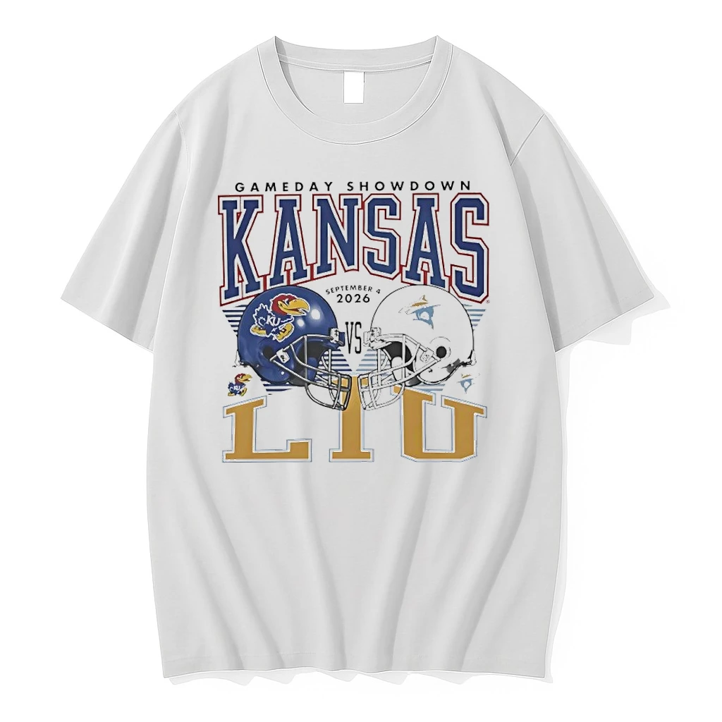Kansas Jayhawks Vs Liu Sharks 2026 Gameday Showdown Helmet Tshirts Sweater Hoodie
