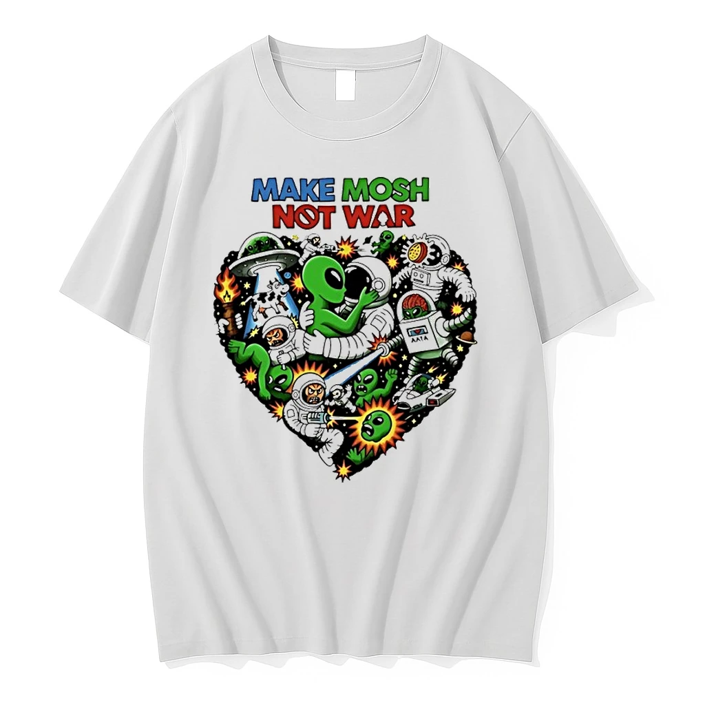 Make Mosh Not War Alien Astronaut Space Heart Tshirts Sweater Hoodie