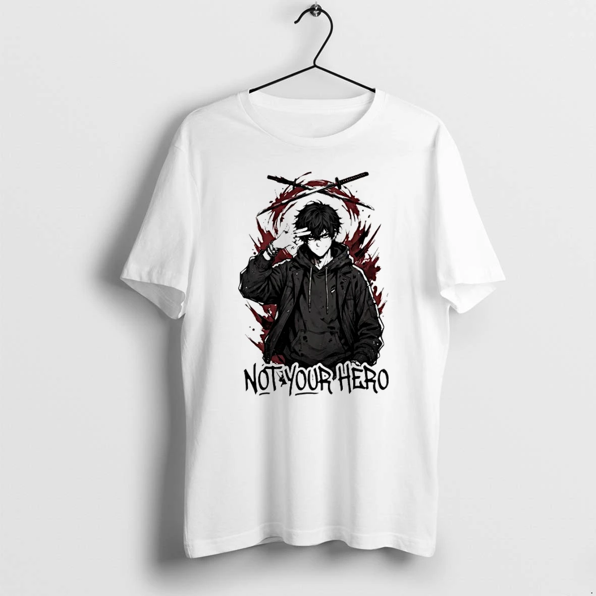 Not Your Hero Anime Boy With Katanas Manga Tshirts Sweater Hoodie
