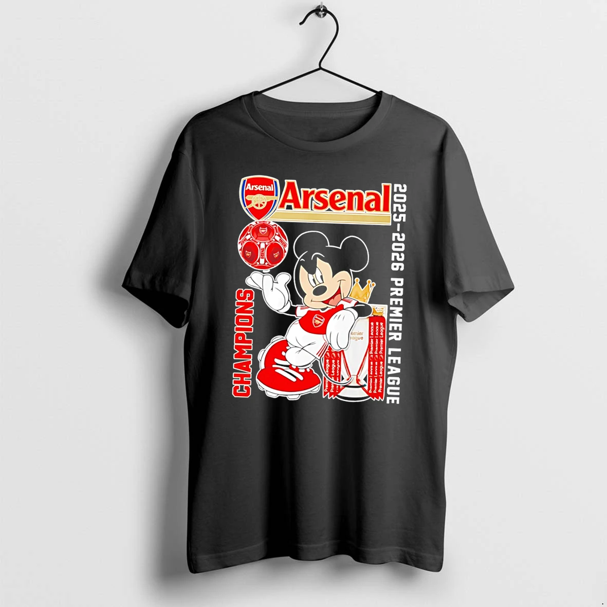 Officials Arsenal 2025 2026 Premier League Champions Mickey Tee T Shirt Sweater Hoodie