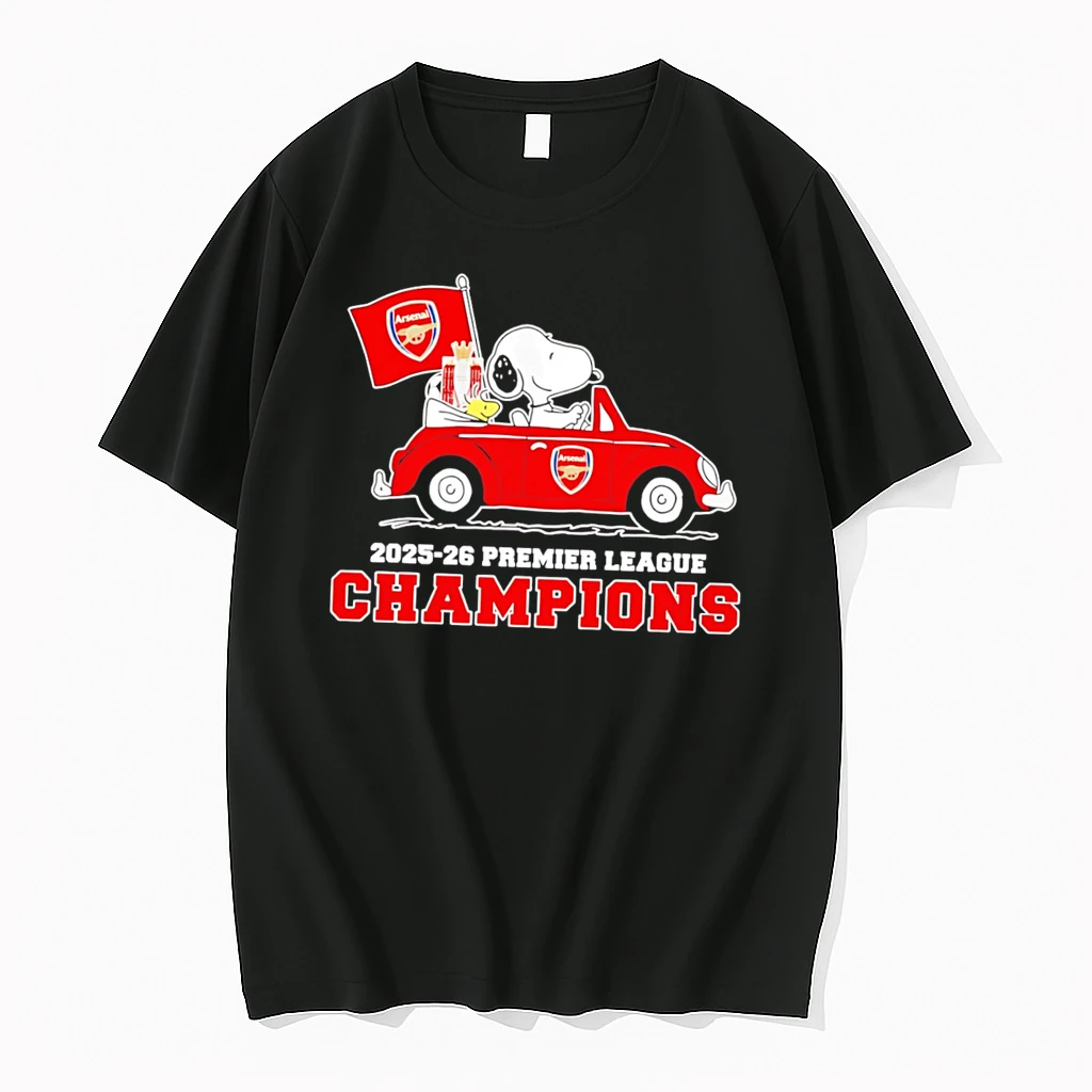 Officials Arsenal 2025 2026 Premier League Champions Snoopy Cruising With Arsenal Pride Tee T Shirt Sweater Hoodie
