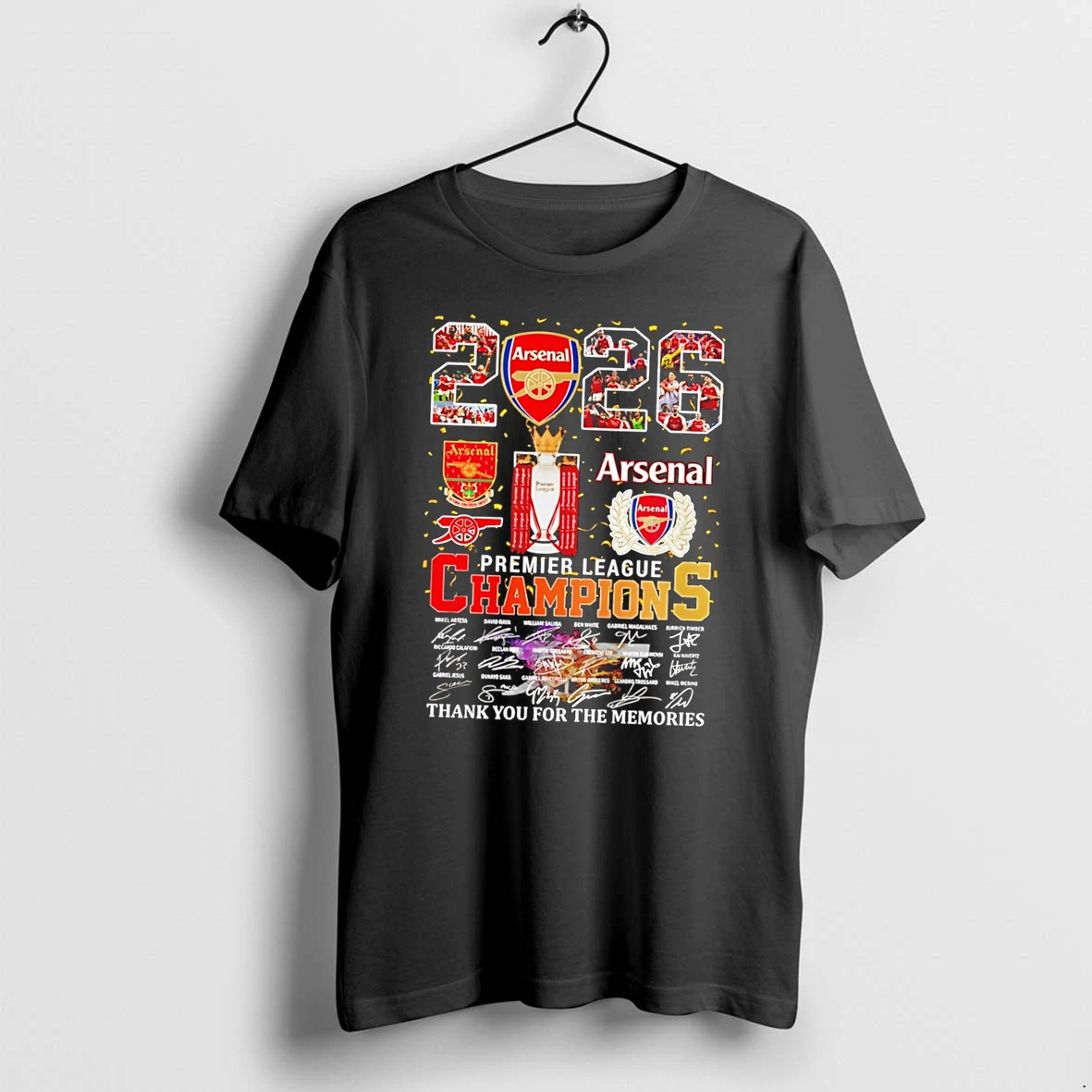 Officials Arsenal Fc 2026 Premier League Champions Thank You For The Memories Signatures Tee T Shirt Sweater Hoodie