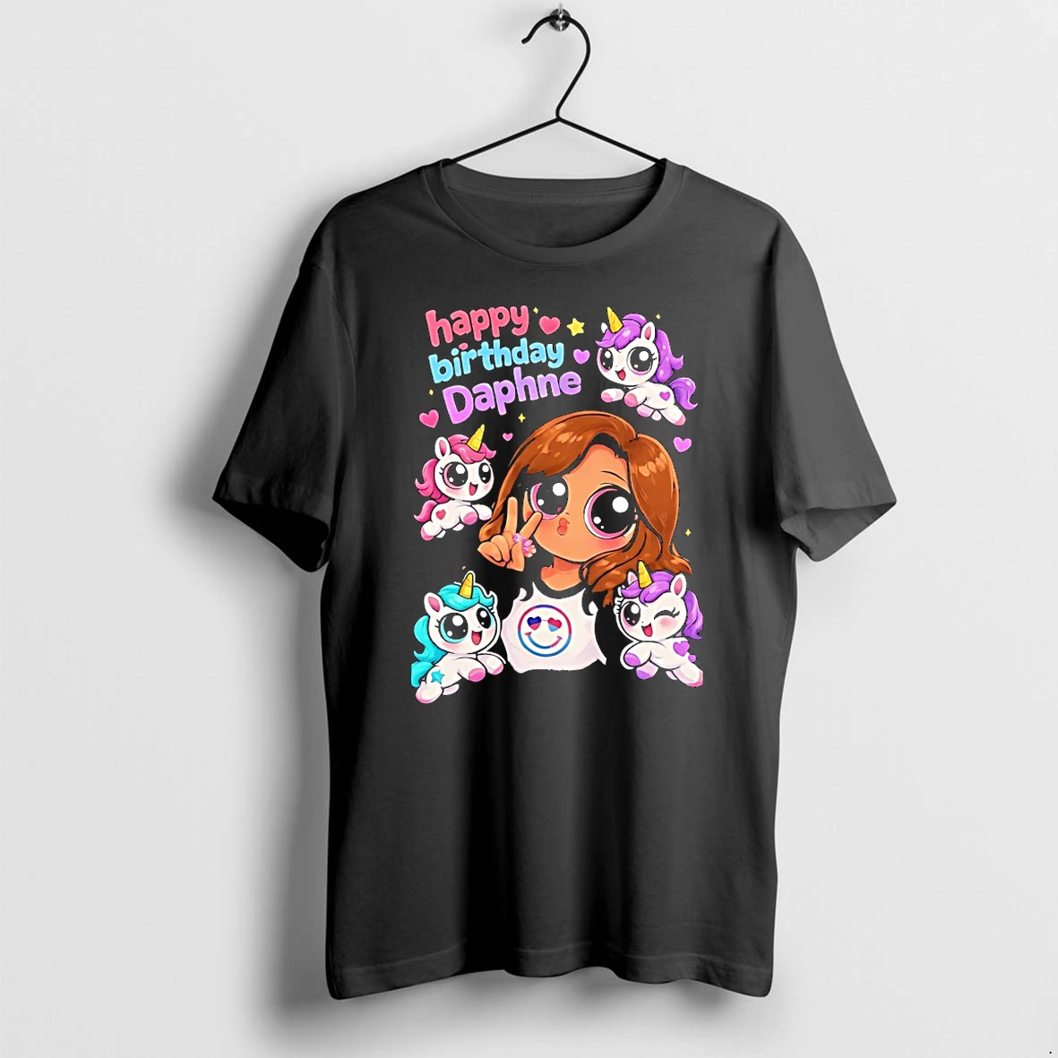 Officials Baby Girl With Four Cute Unicorn Happy Birthday Daphne T Shirt Sweater Hoodie