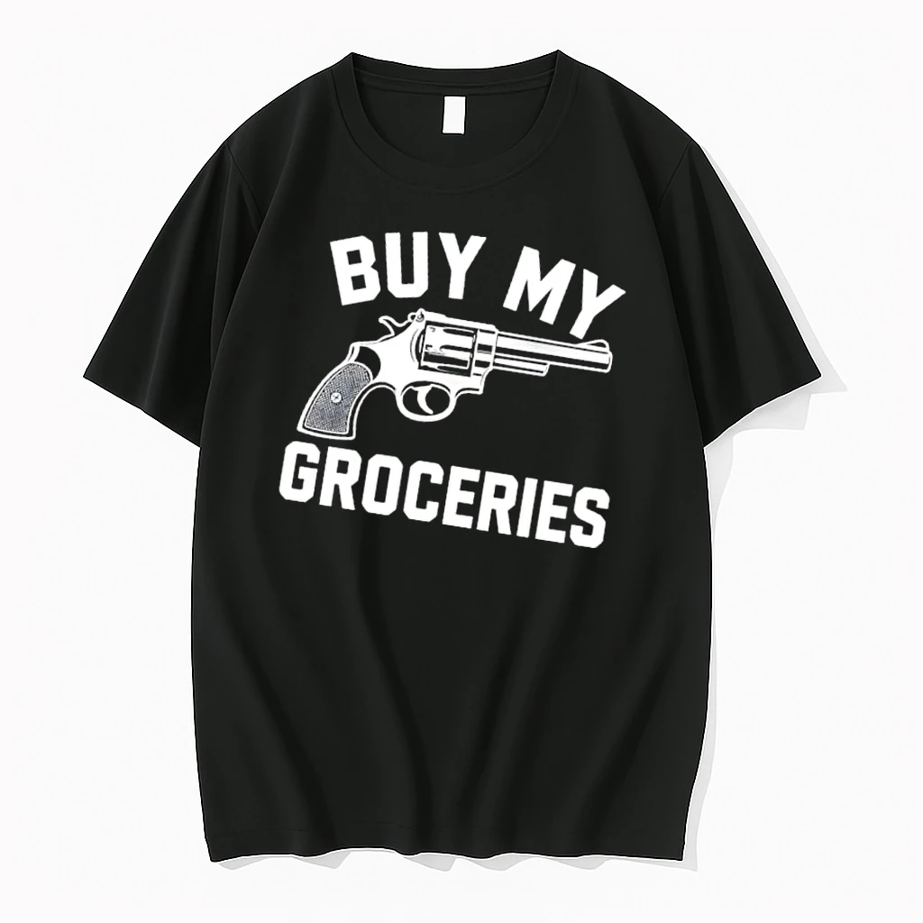 Officials Buy My Groceries Revolver Pistol Handgun Monochrome Line Art Mens T Shirt Sweater Hoodie