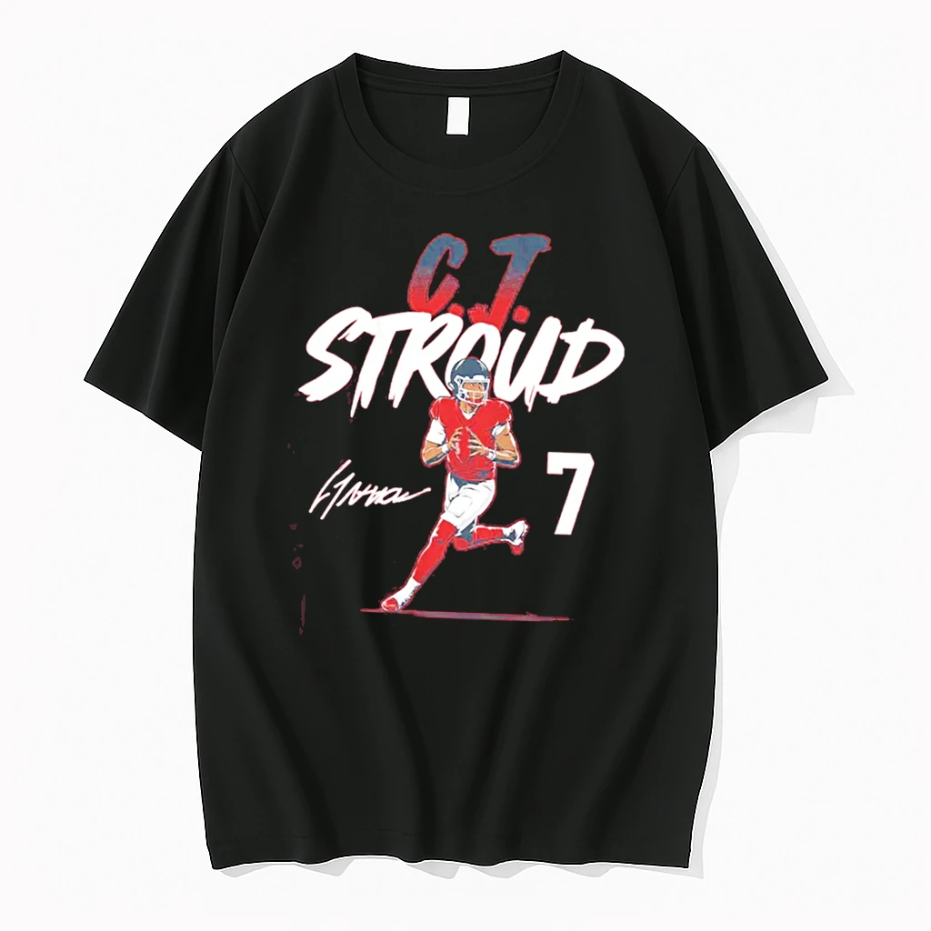 Officials C J Stroud Houston Texans Name Number Pose Signature Tee Premium T Shirt Sweatshirt Hoodie