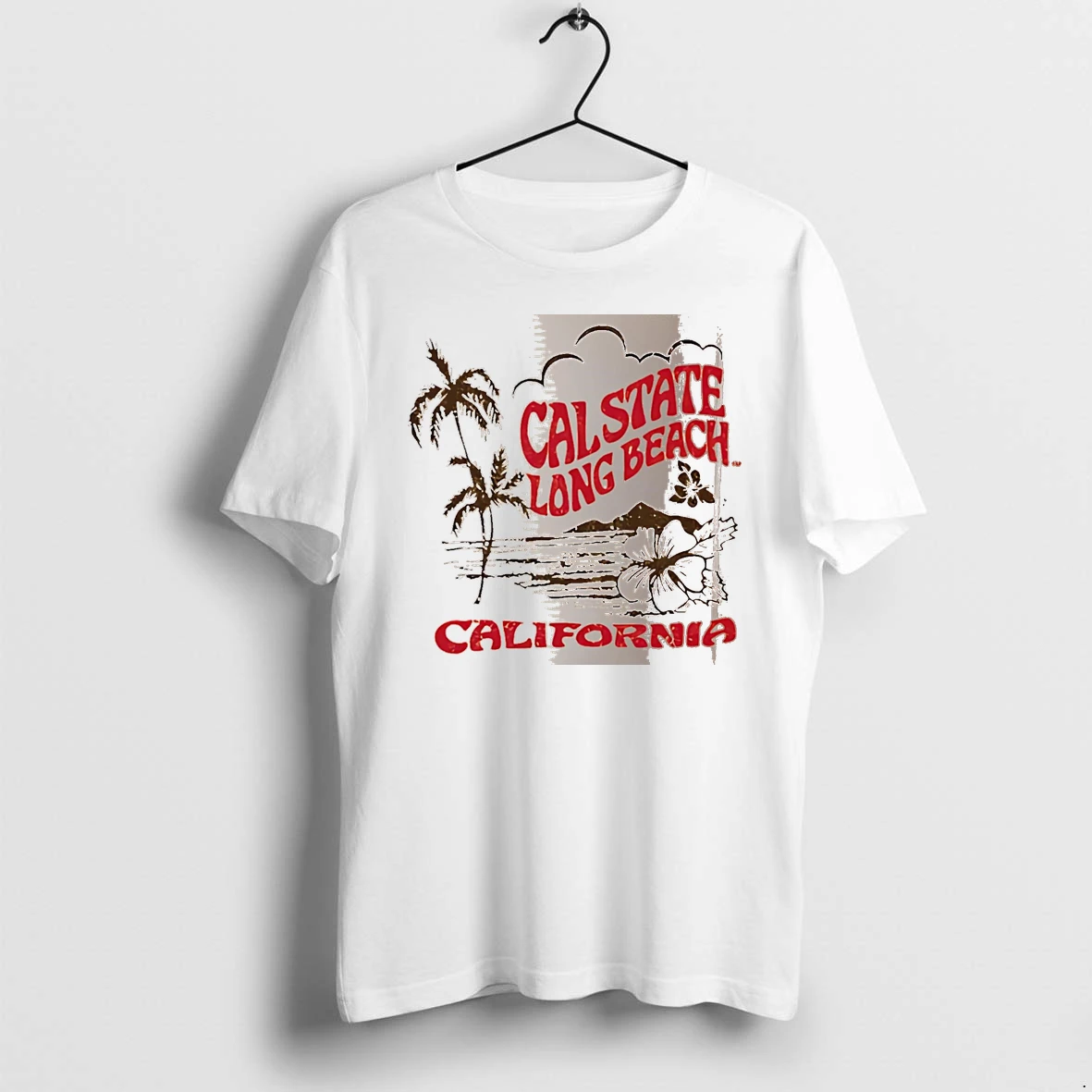 Officials Cal State Long Beach California Palm Tree Hibiscus Flower White Premium T Shirt Sweatshirt Hoodie