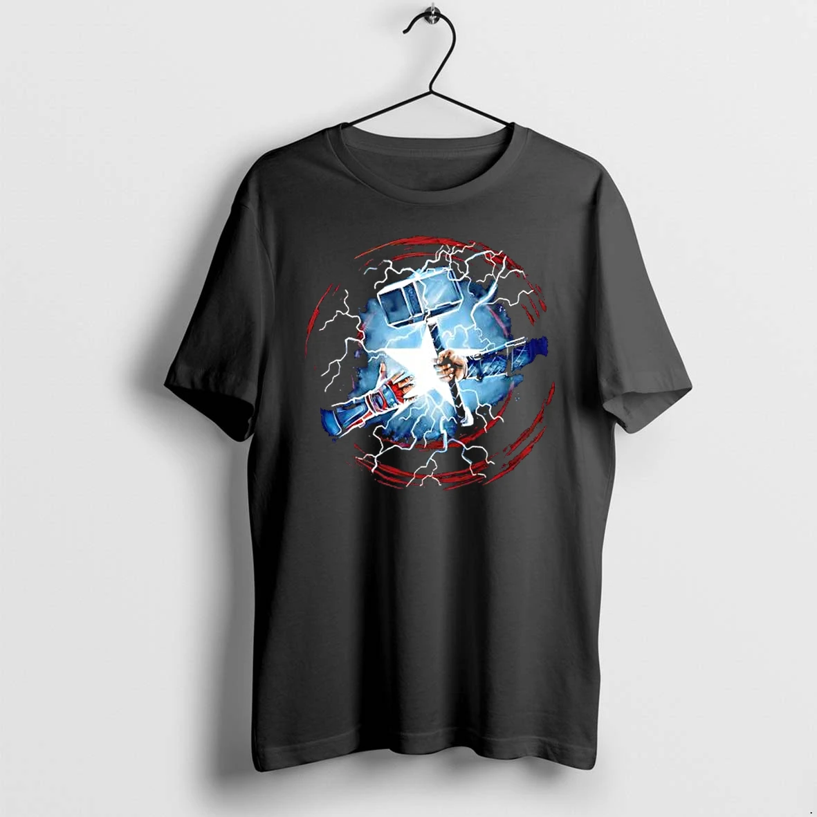 Officials Captain America And Thor Mjolnir Marvel Avengers Assemble Symbol Premium T Shirt Sweatshirt Hoodie