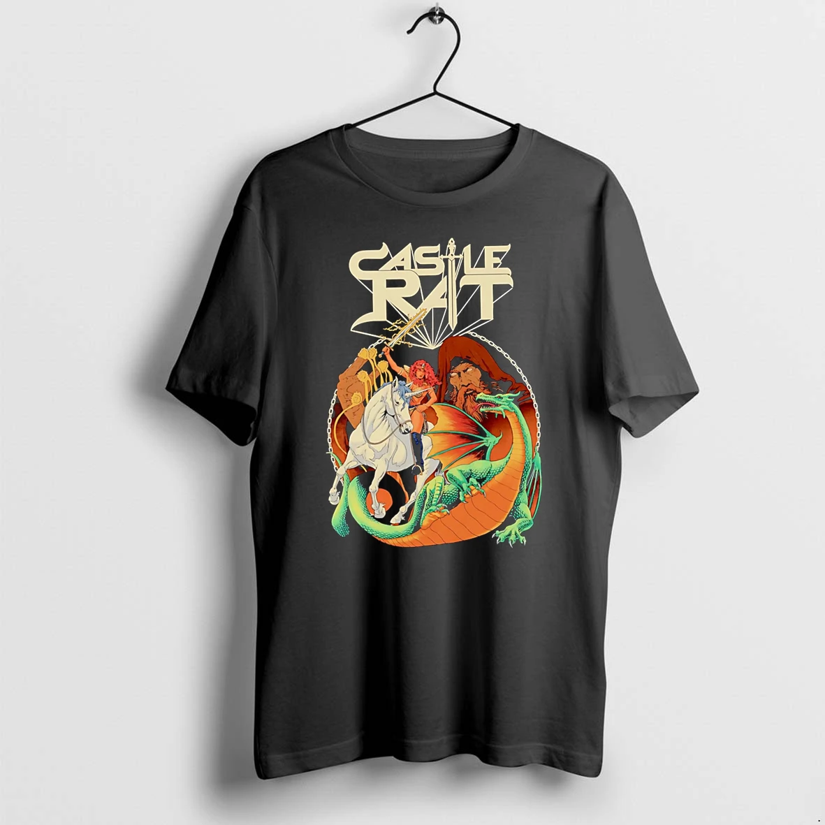 Officials Castle Rat Unicorn Knight And Dragon Fantasy Illustration Premium T Shirt Sweatshirt Hoodie