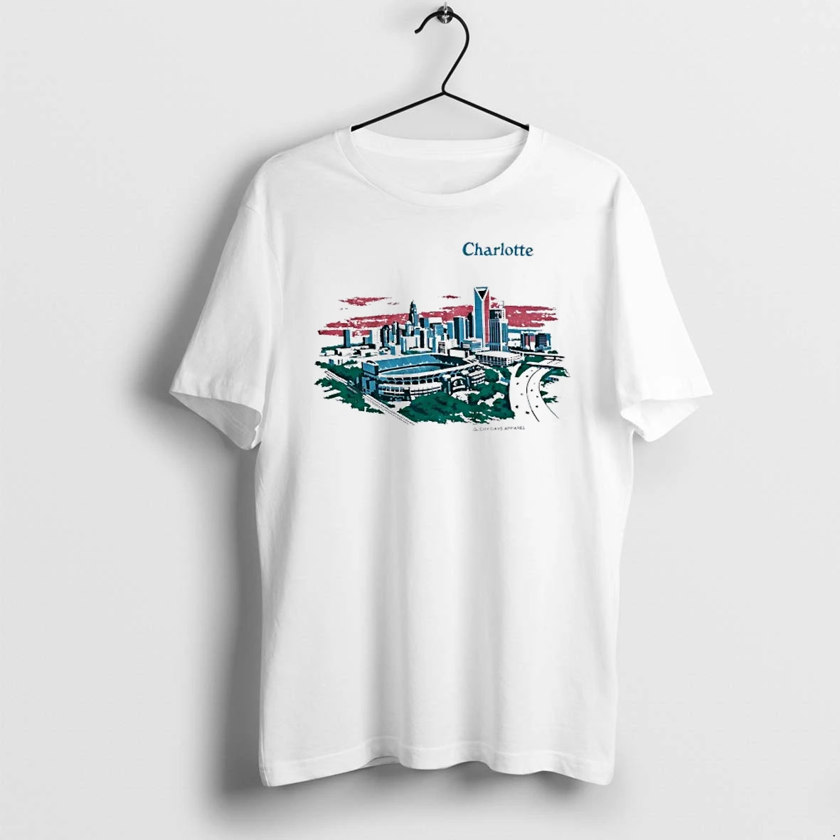 Officials Charlotte City Skyline Retro View Cityscape Premium T Shirt Sweatshirt Hoodie