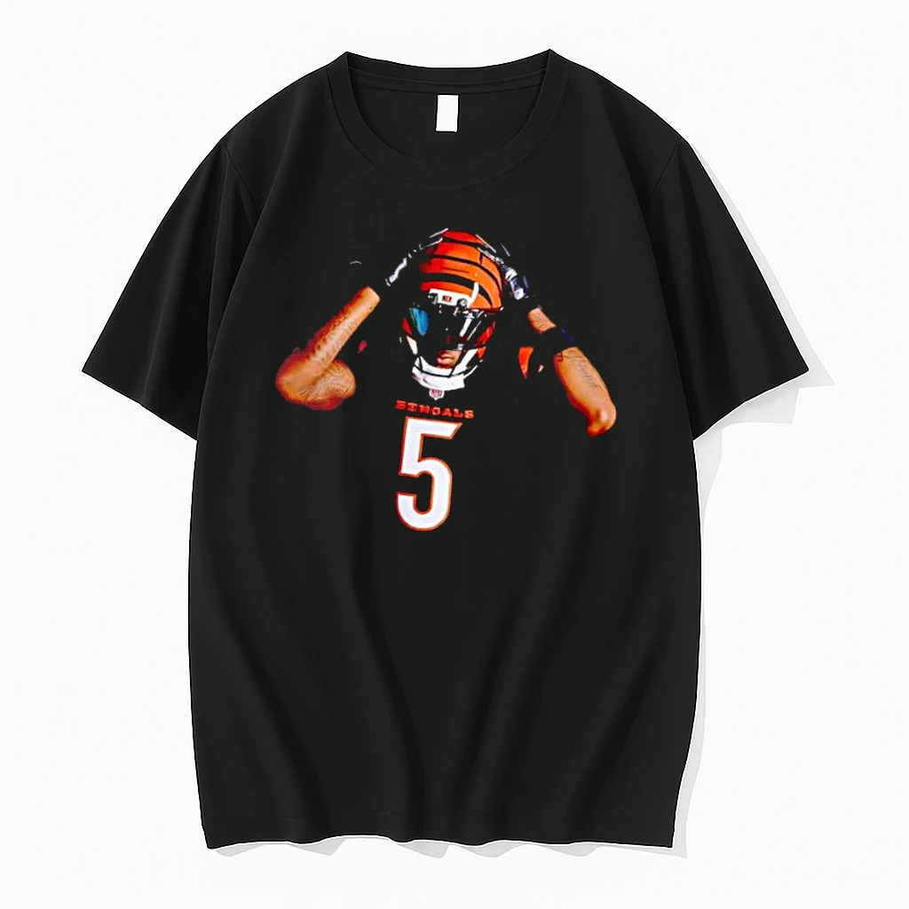 Officials Cincinnati Bengals Nfl Player Wearing Black Number 5 Helmet Mens Premium T Shirt Sweatshirt Hoodie