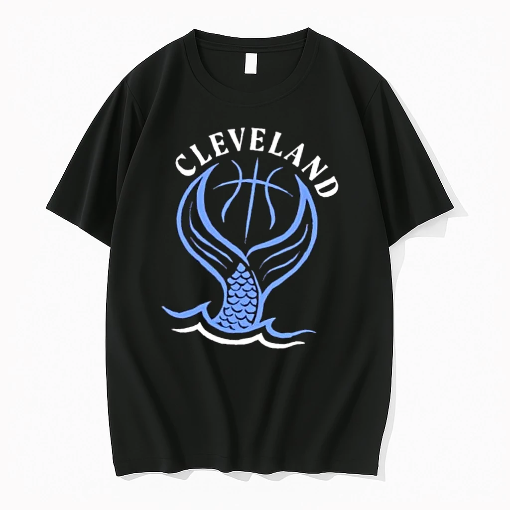 Officials Cleveland Basketball Mermaid Tail Ocean Waves Blue Line Art Mens Premium T Shirt Sweatshirt Hoodie