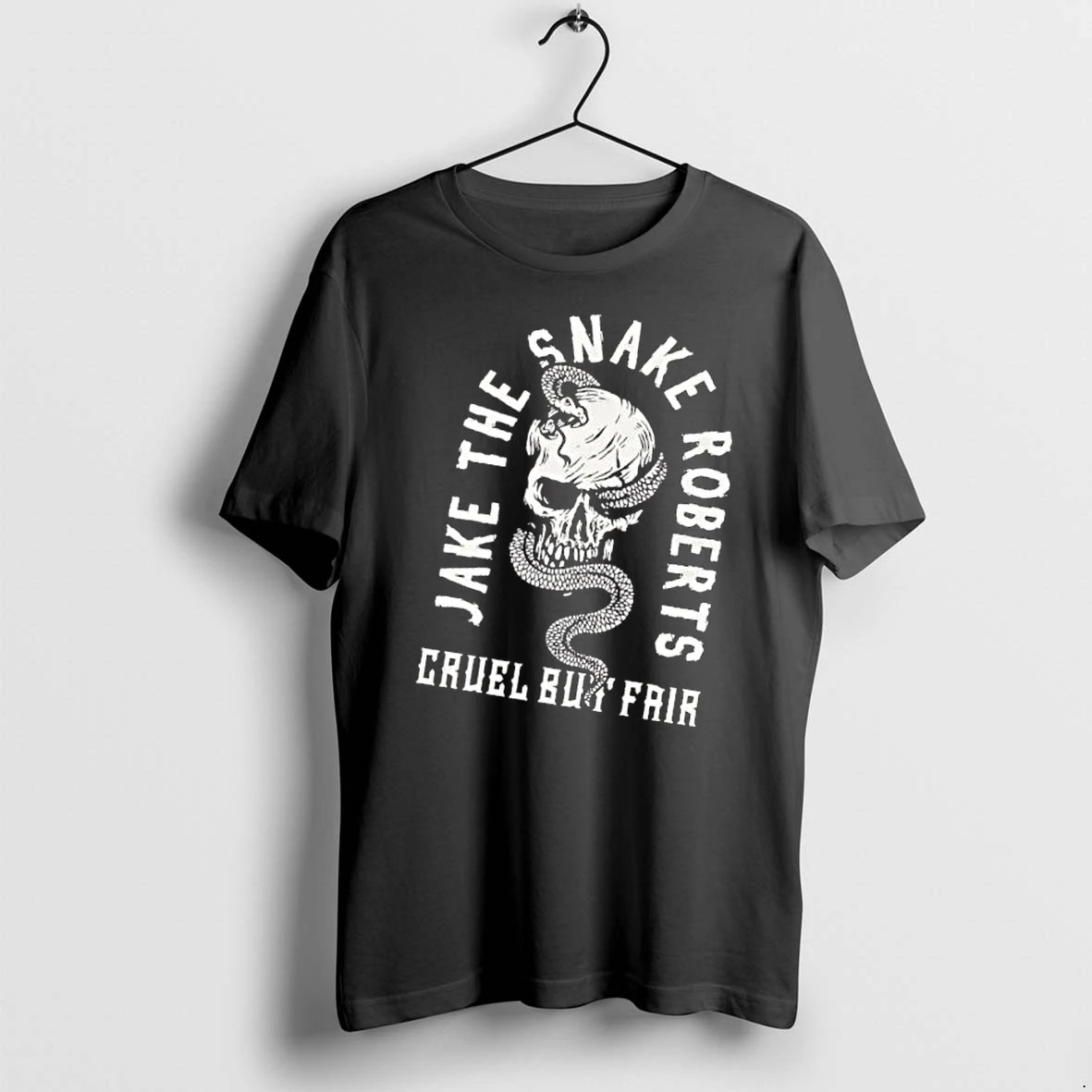 Officials Cruel But Fair Jake The Snake Roberts Serpent Slithering Through Human Skull Line Art Mens T Shirt Sweater Hoodie