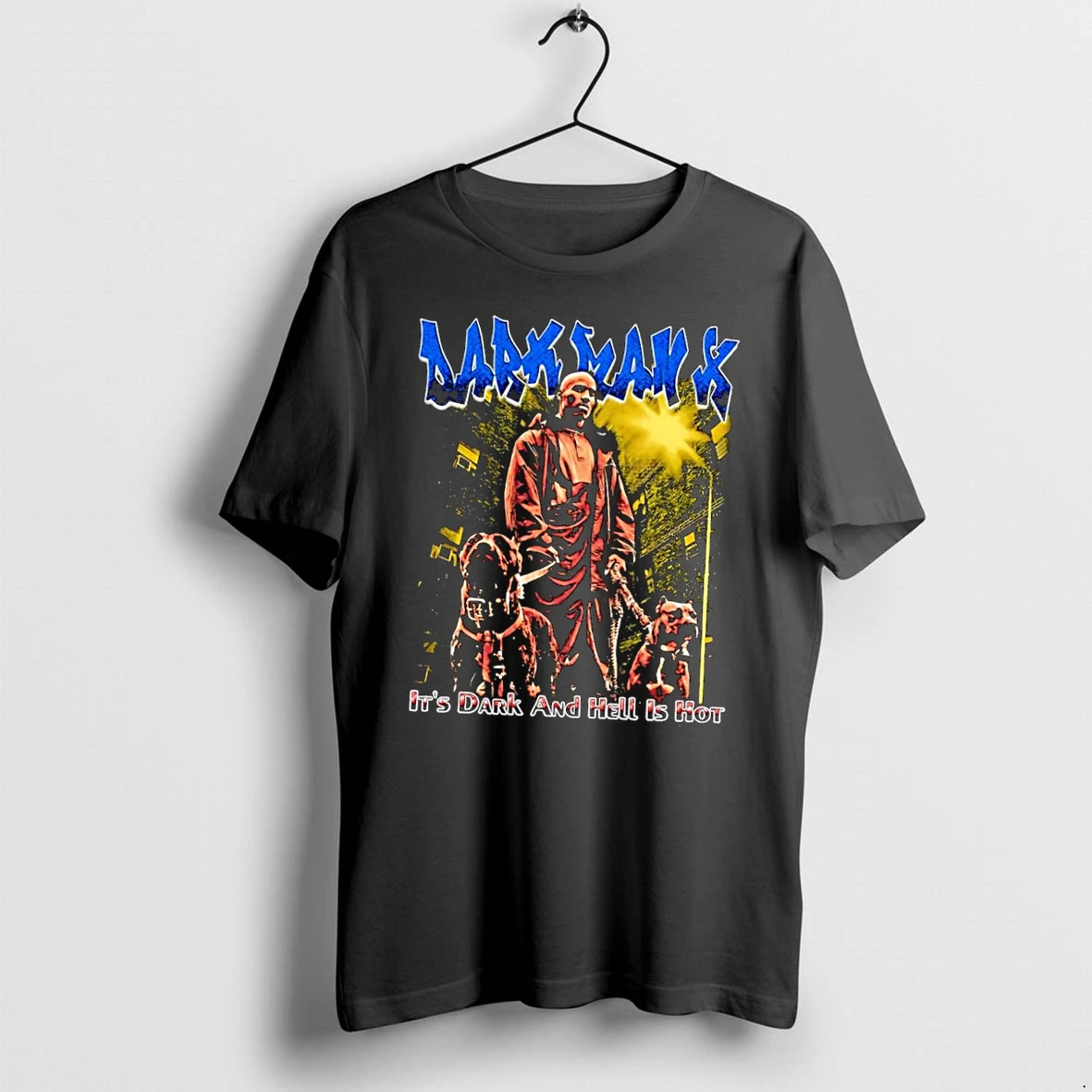 Officials Dmx Dark Man X Its Dark And Hell Is Hot Album Art With Pitbull Dogs Black T Shirt Sweater Hoodie
