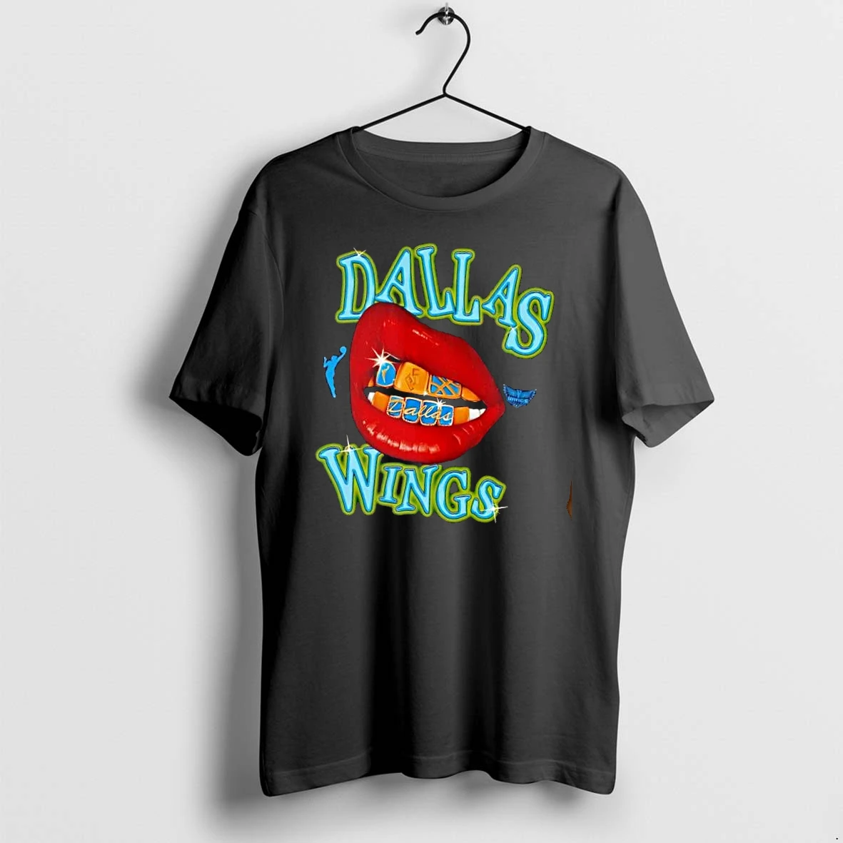 Officials Dallas Wings Wnba Red Open Lips Gold Grillz Sparkles Mens T Shirt Sweater Hoodie