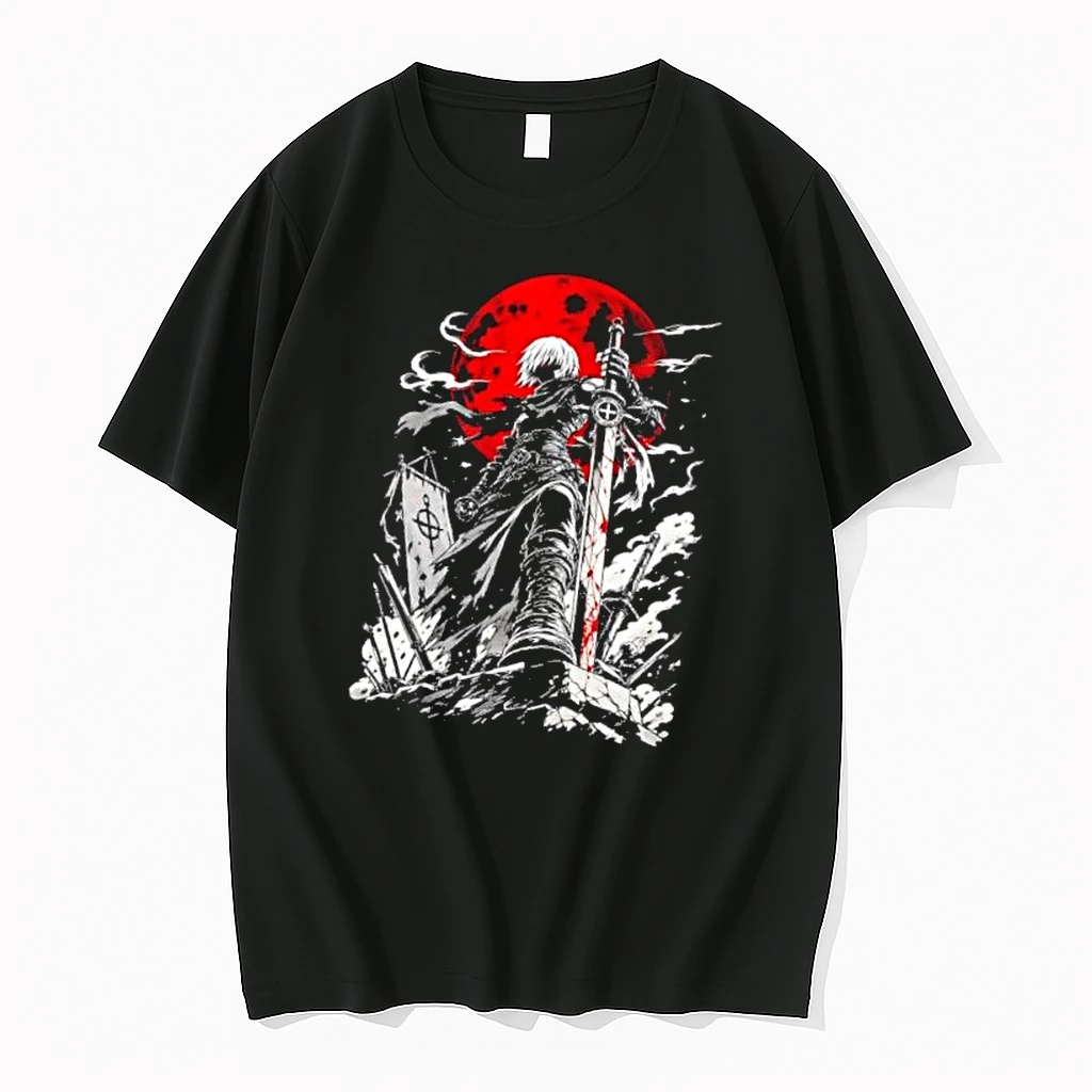 Officials Dark Fantasy Warrior With Bloody Sword And Red Moon Battlefield Mens Premium T Shirt Sweatshirt Hoodie