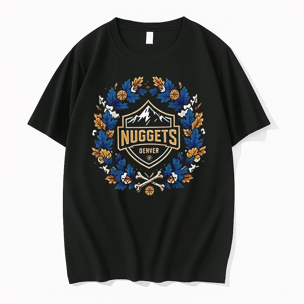 Officials Denver Nuggets Maple Leaves Skull Crossed Bats Baseballs Halloween Black Mens Premium T Shirt Sweatshirt Hoodie