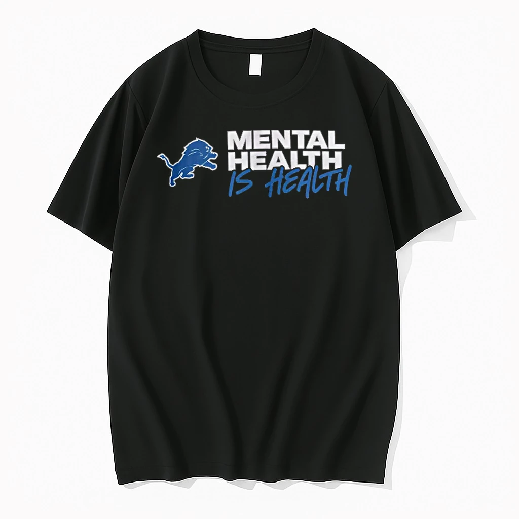 Officials Detroit Lions Nfl Mental Health Is Blue Mascot Logo Silhouette T Shirt Sweater Hoodie