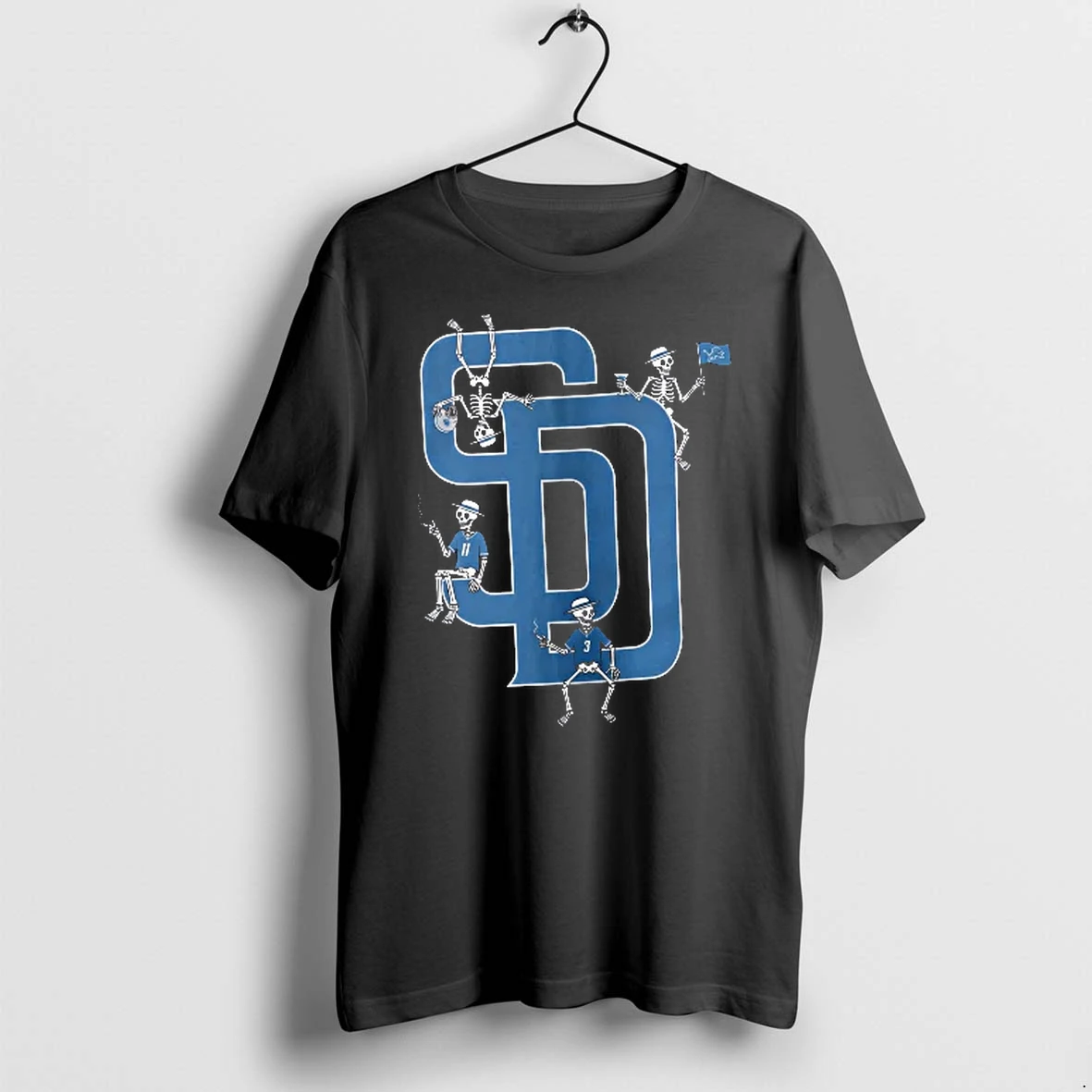 Officials Detroit Lions Nfl San Diego Padres Mlb Interlocking Logo Skeletons T Shirt Sweater Hoodie