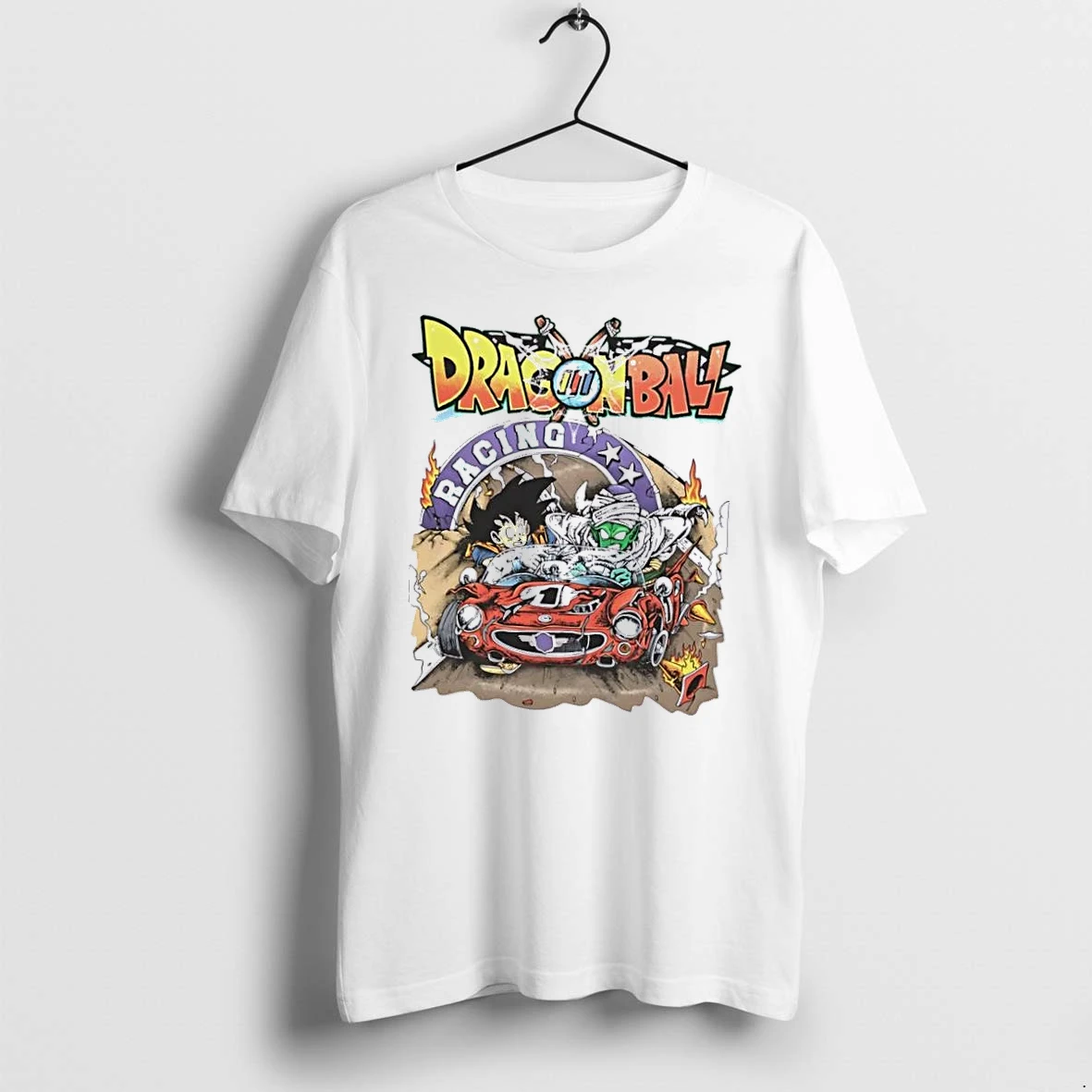 Officials Dragon Ball Racing Goku Piccolo Driving Red Racecar Cartoon White Womens T Shirt Sweater Hoodie