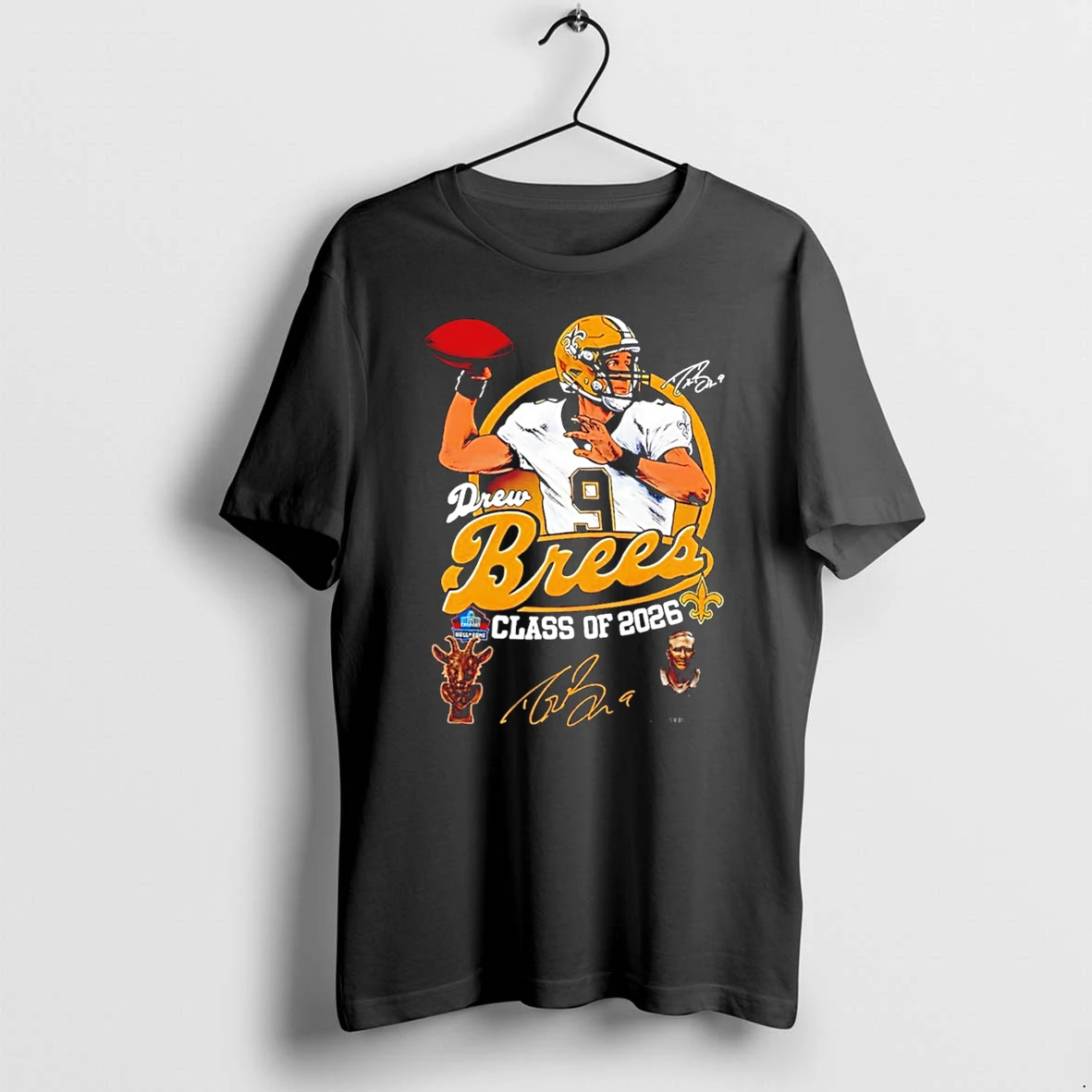 Officials Drew Brees New Orleans Saints Class Of 2026 Signature Tee Premium T Shirt Sweatshirt Hoodie