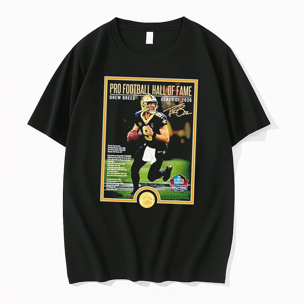 Officials Drew Brees New Orleans Saints Pro Football Hall Of Fame Class Of 2026 Signature Tee Premium T Shirt Sweatshirt Hoodie