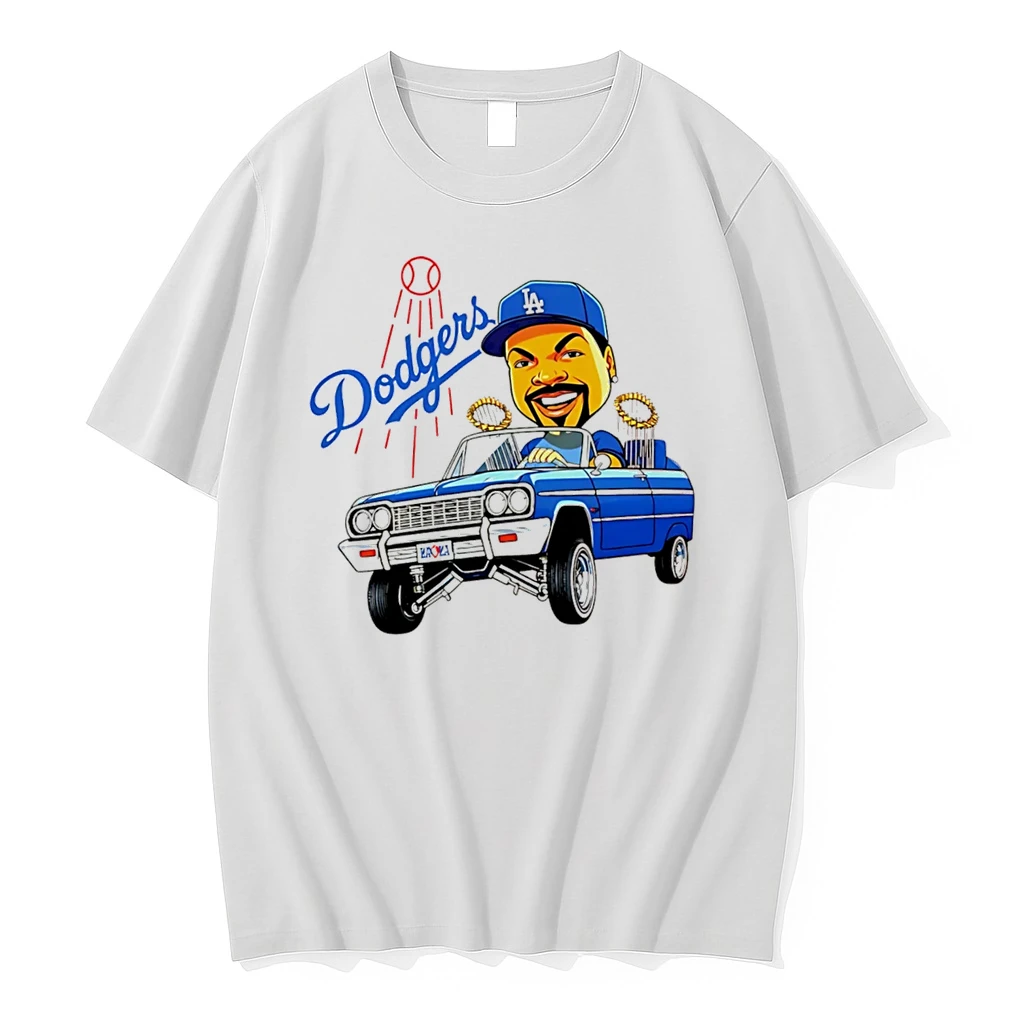 Officials Fan Wearing La Dodgers Ice Cube Bobblehead Cartoon Driving Car Tee T Shirt Sweater Hoodie