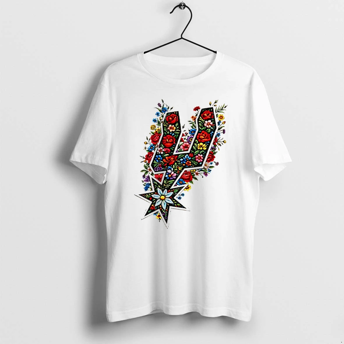 Officials Faux Floral Spurs San Antonio Basketball Tee T Shirt Sweater Hoodie