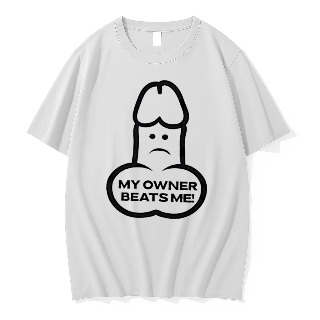 Officials Funny My Owner Beats Me Sad Frowning Cartoon Penis Line Art White Womens T Shirt Sweater Hoodie