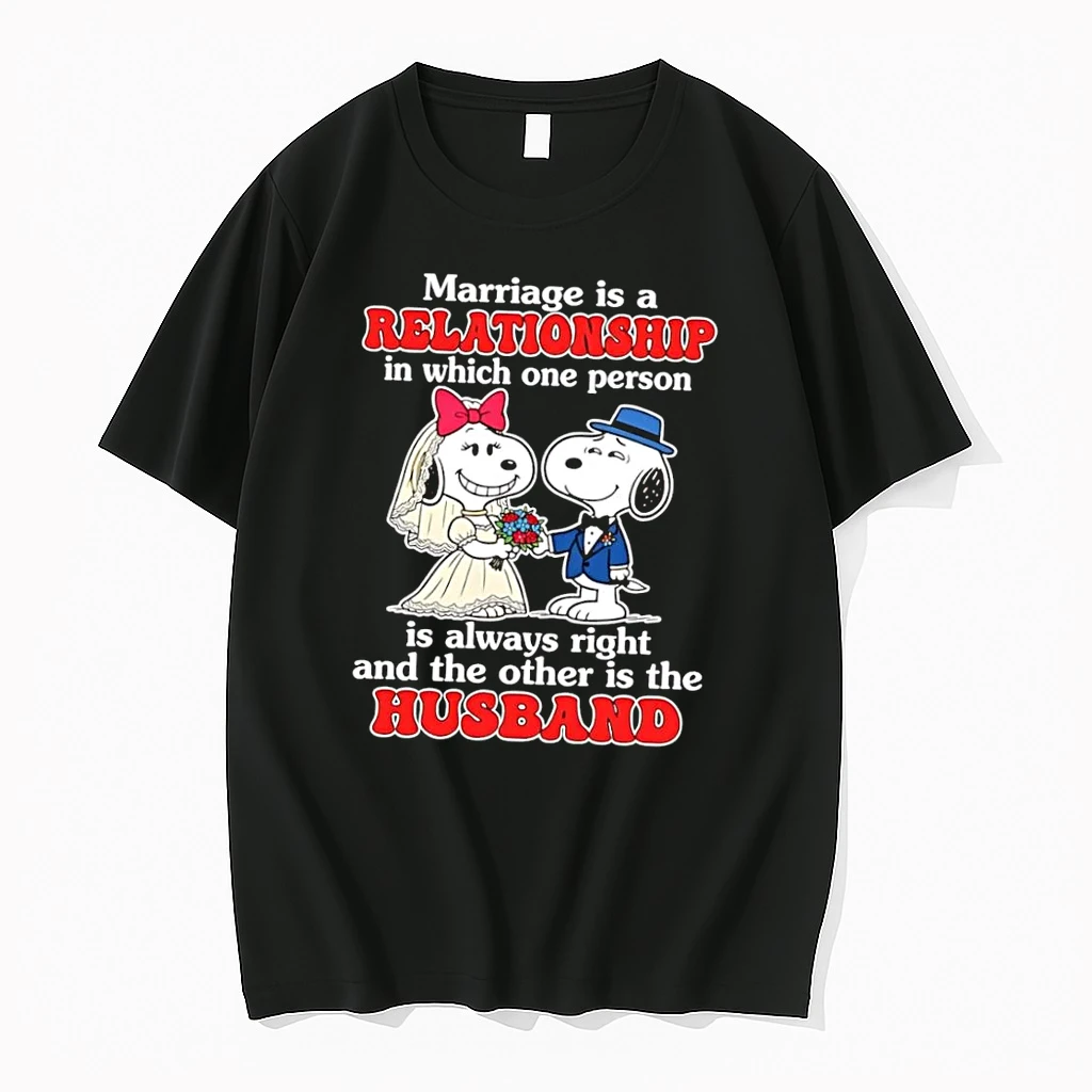 Officials Funny Snoopy Marriage Is A Relationship One Is Always Right The Other Is The Husband Black T Shirt Sweater Hoodie