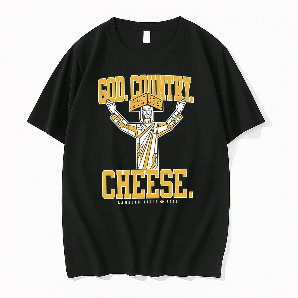 Officials God Country Cheese Lambeau Field 2026 Jesus Cheesehead T Shirt Sweater Hoodie