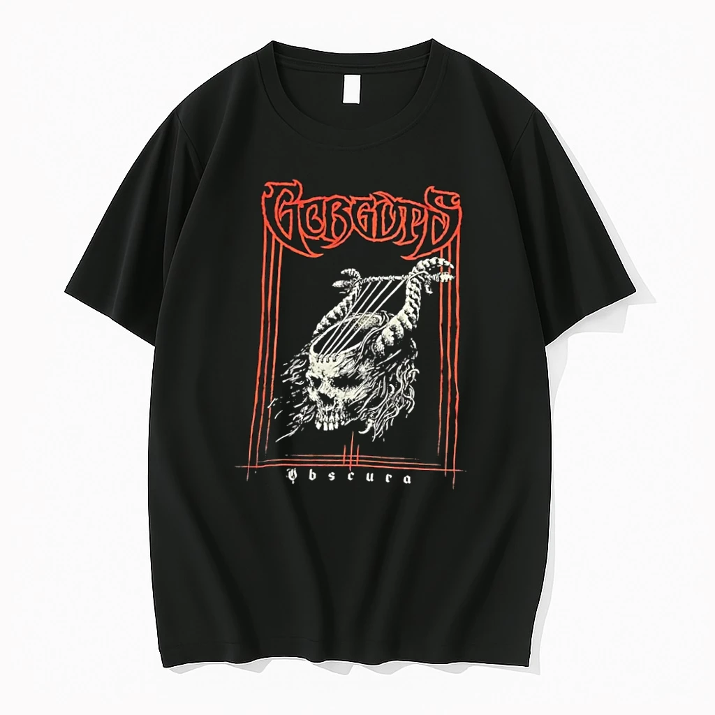 Officials Gorguts Obscura Album Skull Lyre Black T Shirt Sweater Hoodie