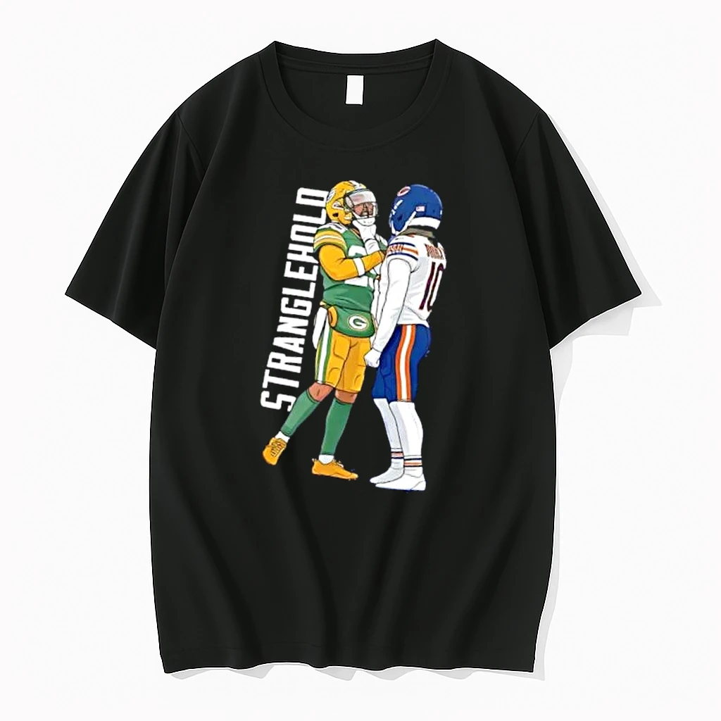 Officials Green Bay Packers Chicago Bears Nfl Stranglehold Two Football Players Cartoon Illustration Mens T Shirt Sweater Hoodie