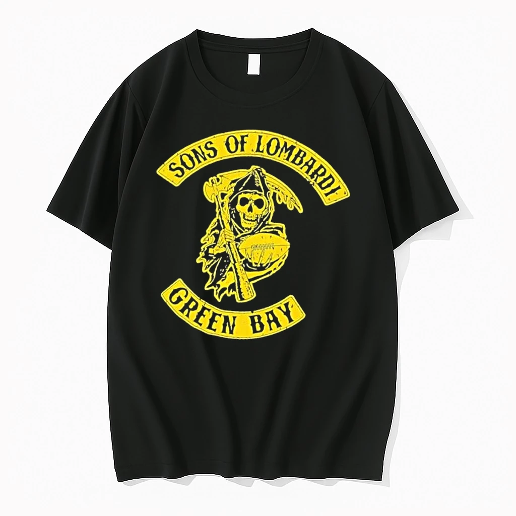 Officials Green Bay Packers Nfl Sons Of Lombardi Grim Reaper Holding Football Scythe Distressed Patch Mens T Shirt Sweater Hoodie