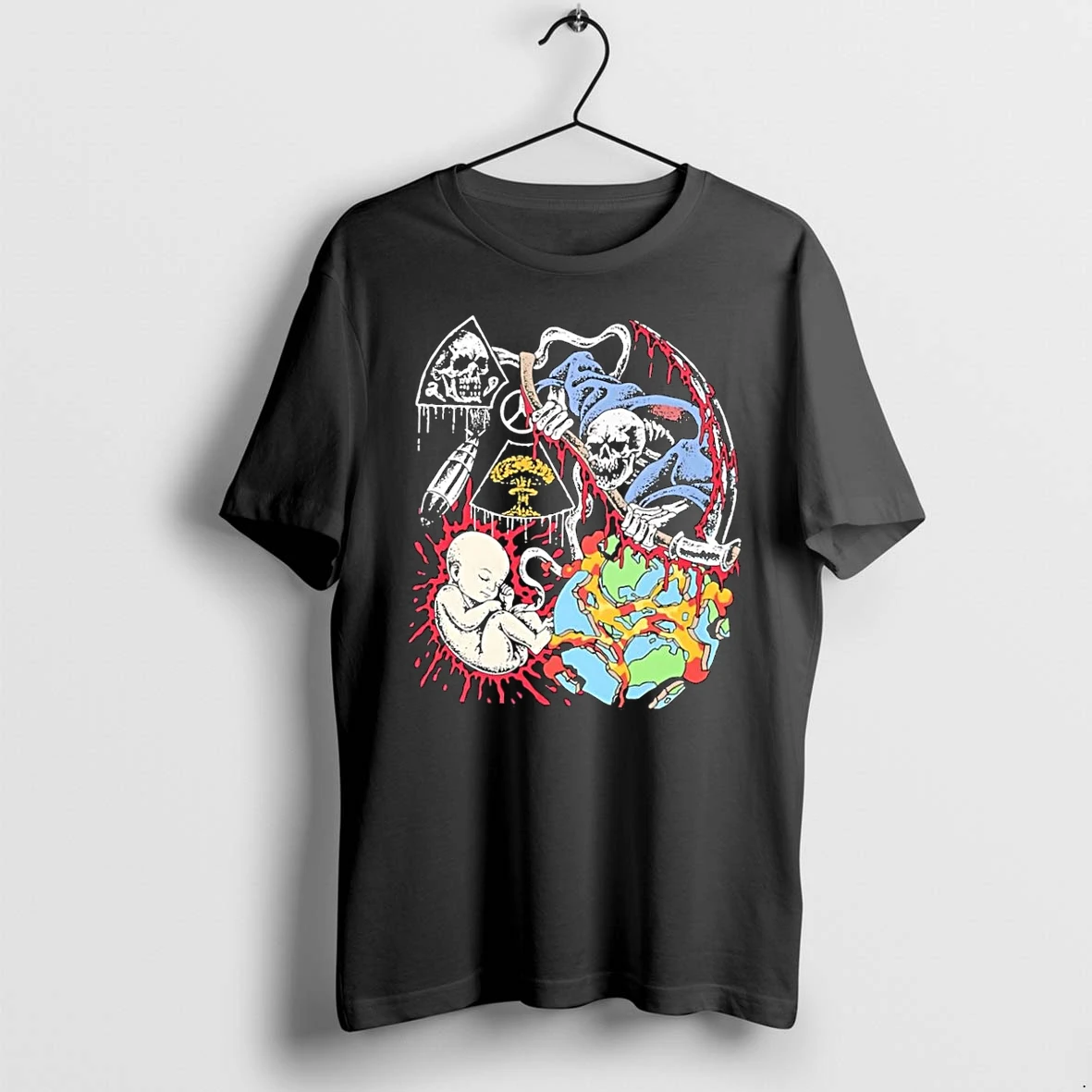 Officials Grim Reaper Broken Earth Nuclear Anarchy Fetus Black T Shirt Sweater Hoodie