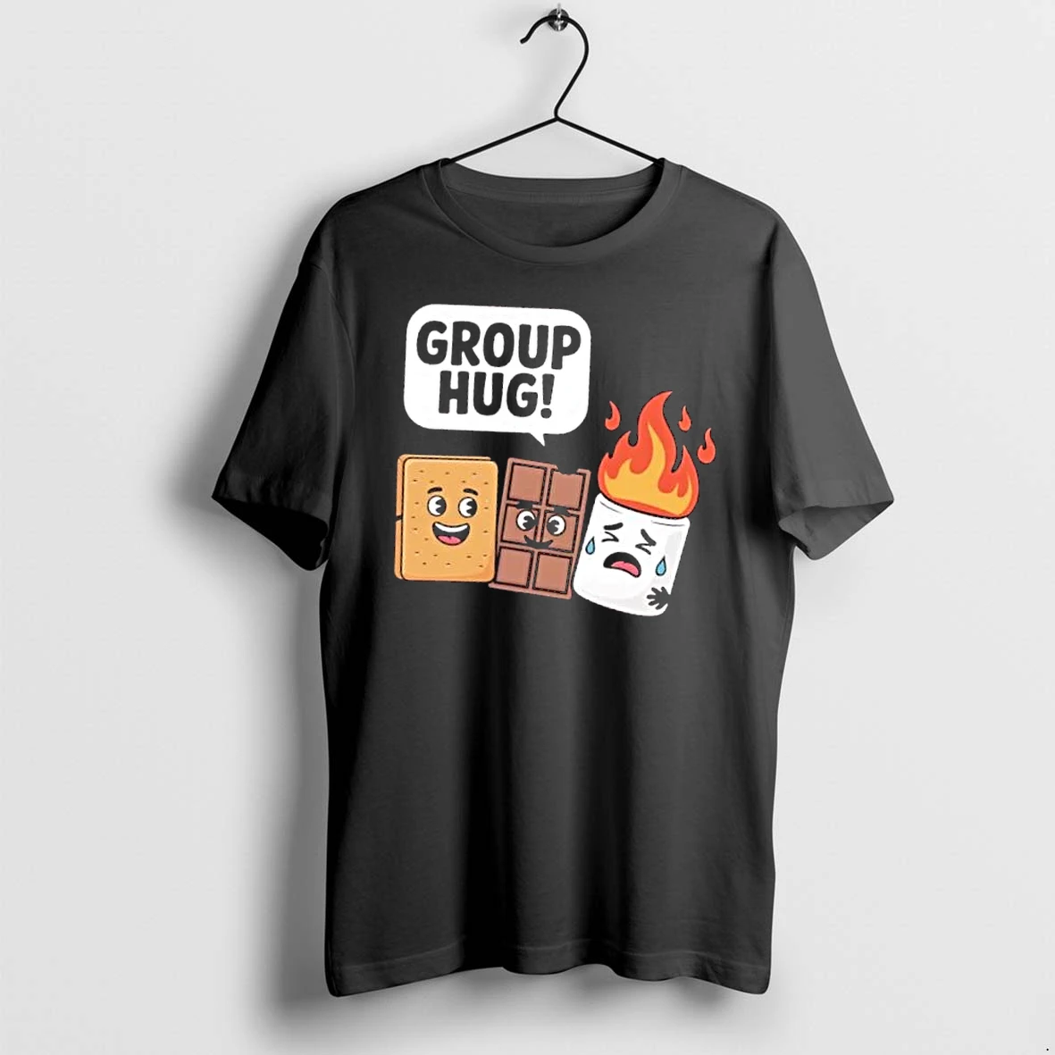 Officials Group Hug Cartoon Graham Cracker Chocolate Flaming Marshmallow Mens T Shirt Sweater Hoodie