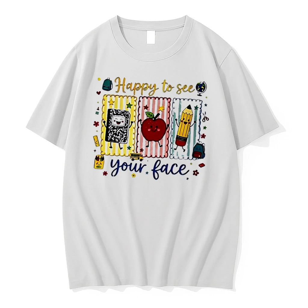 Officials Happy To See Your Face Cartoon Notebook Apple Pencil School Supplies White Womens T Shirt Sweater Hoodie