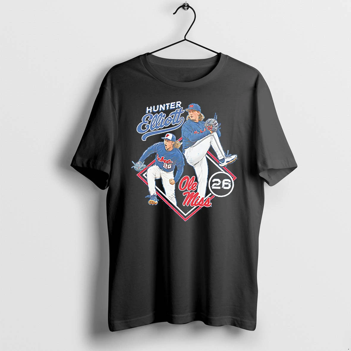 Officials Hunter Elliott Ole Miss Baseball Illustrated Tee T Shirt Sweater Hoodie
