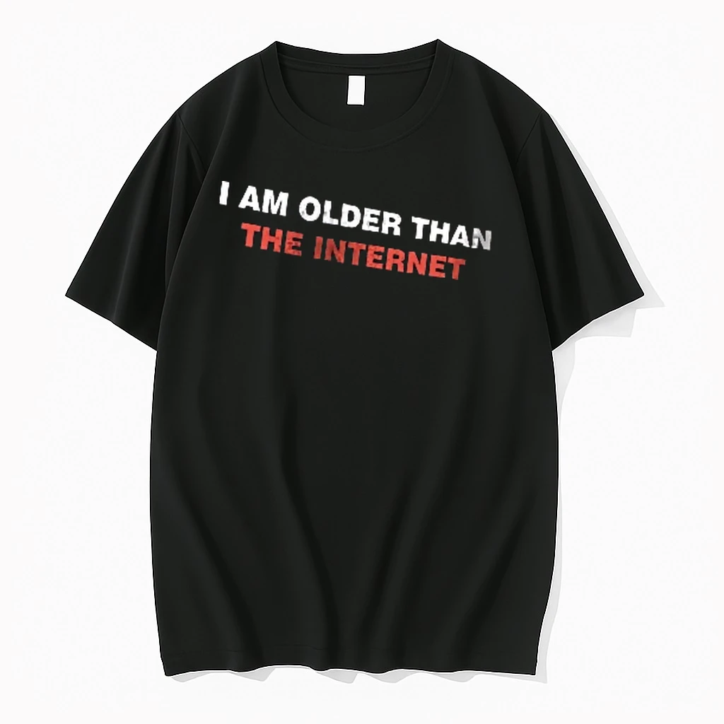 Officials I Am Older Than The Internet Red White Block Letters Bold Typography Men T Shirt Sweater Hoodie